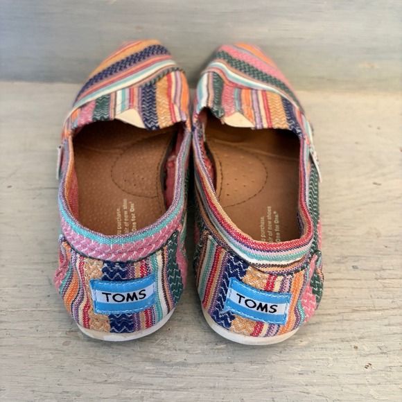 Tom's Women's Colorful Canvas Flat Slip On Shoe Size 7 Good Condition - Picture 4 of 7